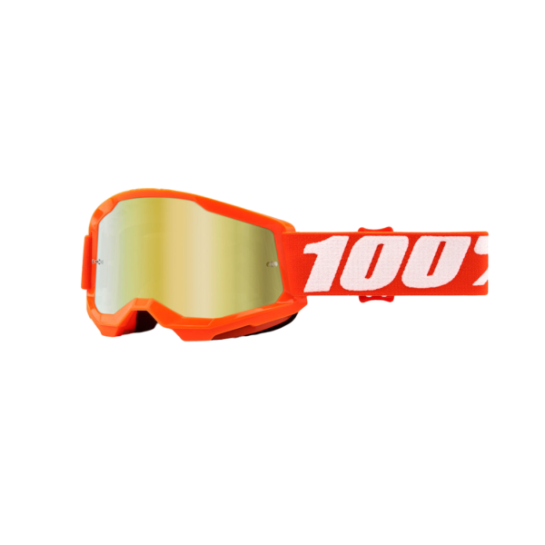 Goggle 100% Strata 2 Neon Orange Gold Lens