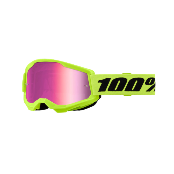 Goggle 100% Strata 2 Neon Yellow Mirror Pink Lens