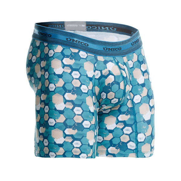 Unico Mundo Cristalino - Boxer da Uomo Lungo, in Cotone, Colore Bianco, Taglia L, Bianco, L