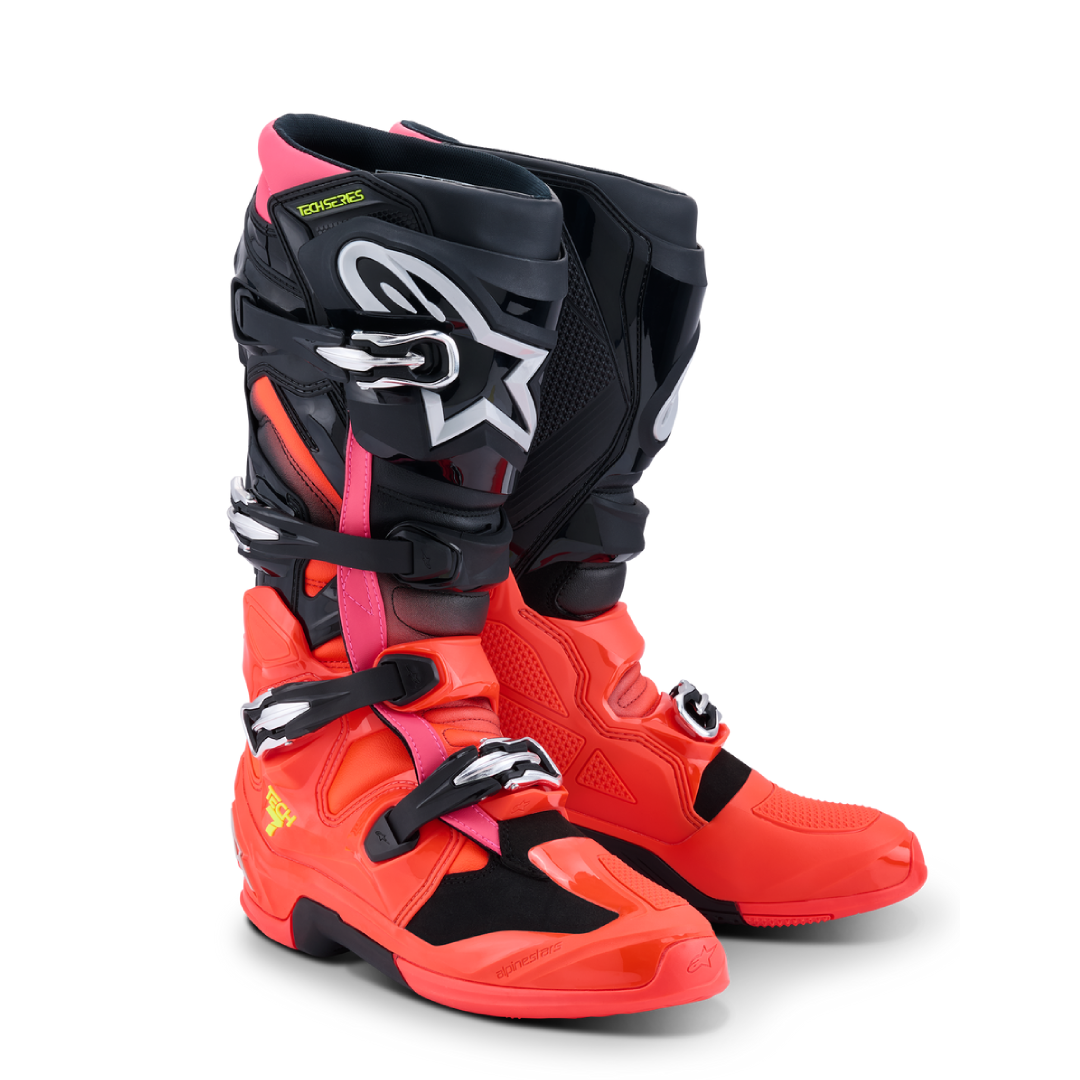 Botas Alpinestars Tech 7 Black Red Fluo Pink Fluo